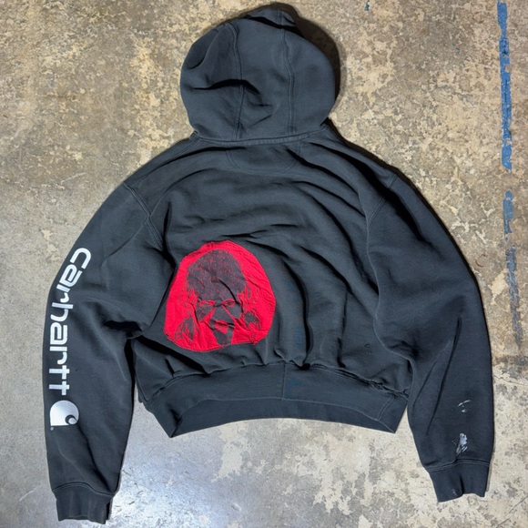 Stussy Other - Carhartt Hoodie – Black – Custom Patched / Distressed – Workwear Grunge